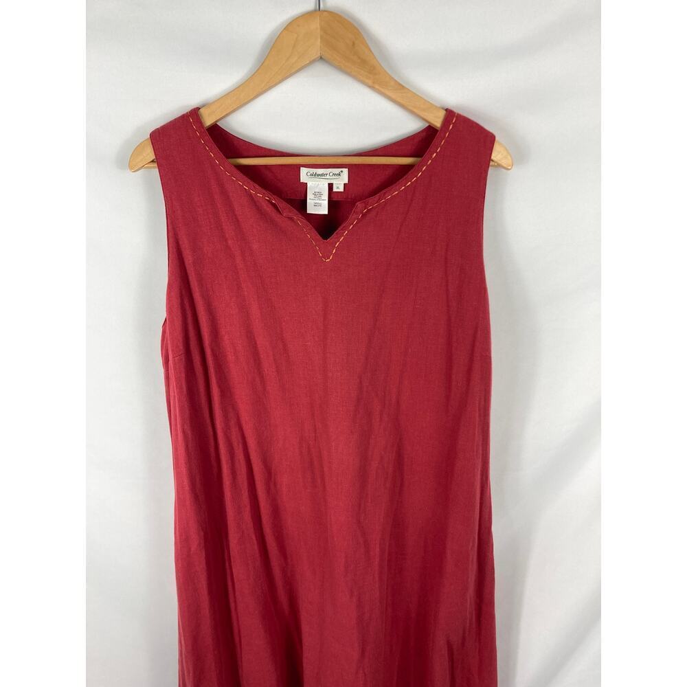 Coldwater Creek Linen Blend Embroidered Detail Maxi Dress Pink XL - Picture 3 of 5